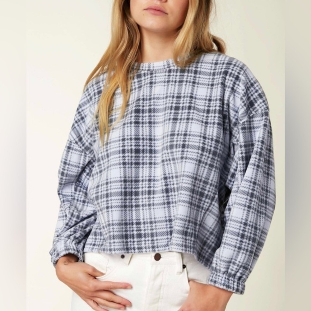 O'Neill | Gray & Blue Plaid Zane Pullover - Juniors Size XS